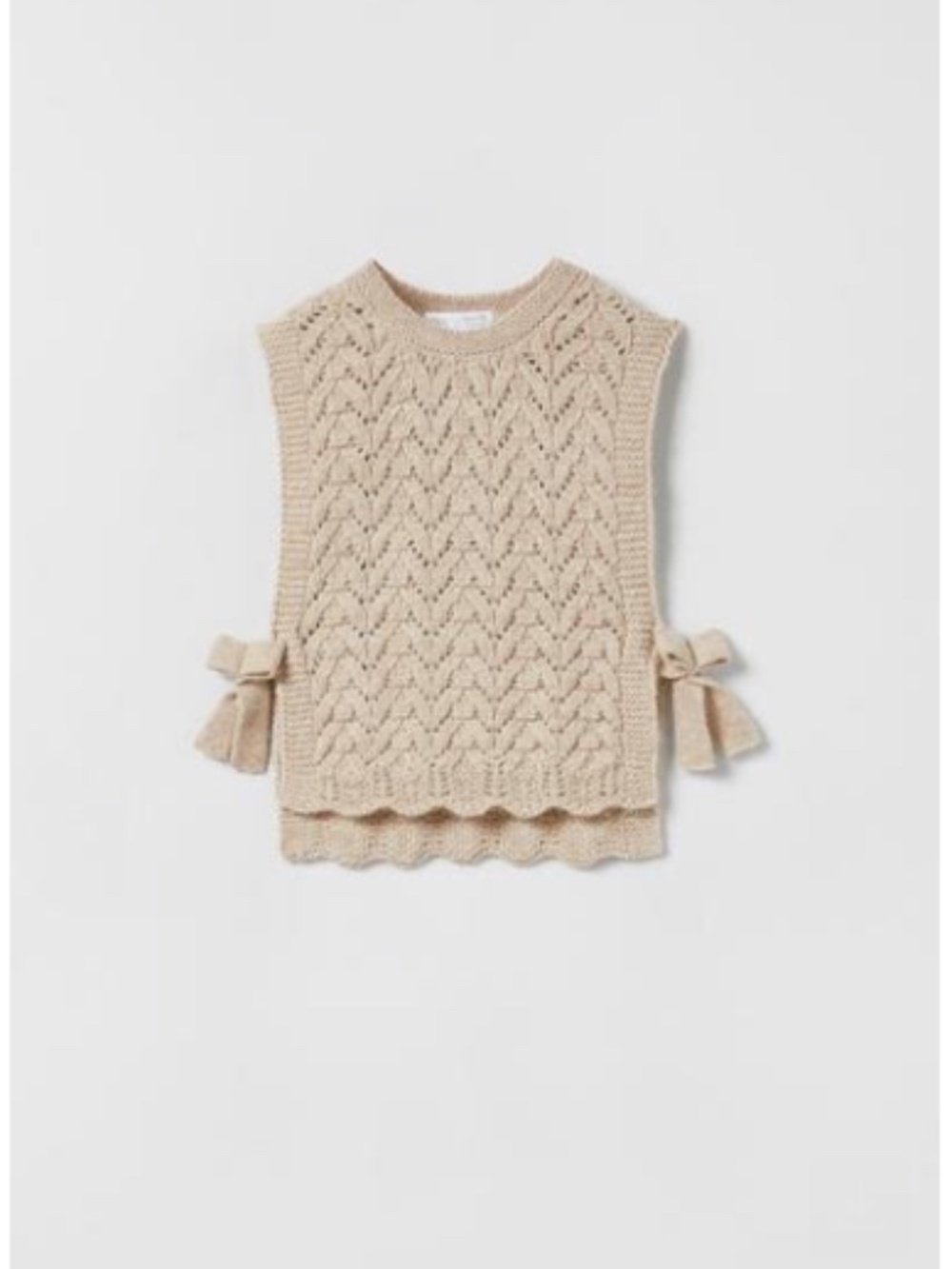 Zara Kids Girls Crochet Vest Size 10-14 Sand